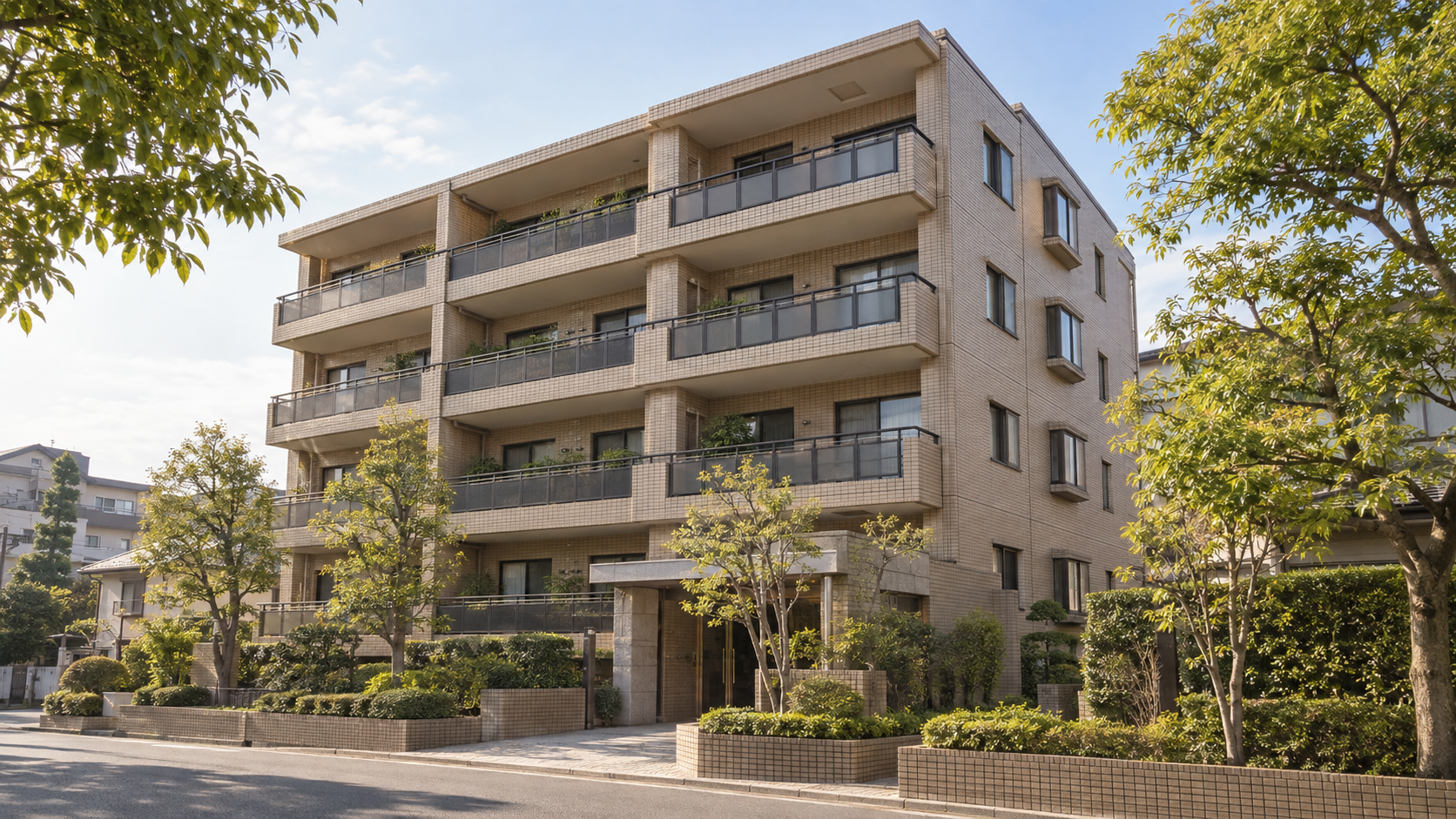 AI 生成日本中古屋與既有公寓建築示意圖