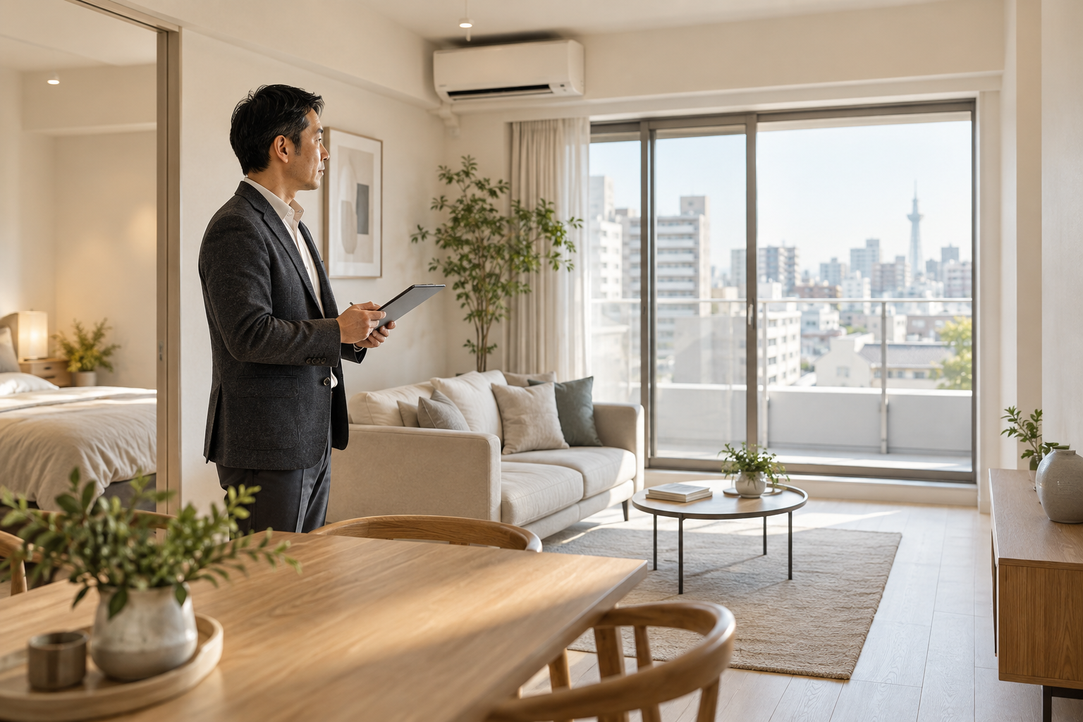 AI 生成的日本出租住宅檢查與物業管理情境圖